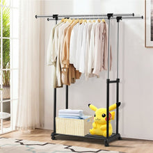 Load image into Gallery viewer, Height Adjustable Extendable Double Rail Clothes Rack
