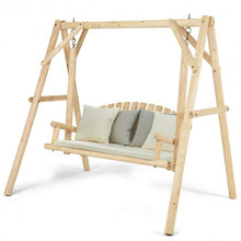 Load image into Gallery viewer, Rustic Wooden Porch Swing Bench with A-Frame Stand Set
