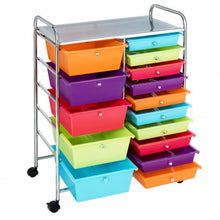 Load image into Gallery viewer, 15-Drawer Utility Rolling Organizer Cart Multi-Use Storage-Deep Multicolor
