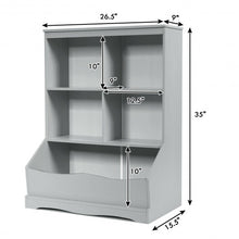 Load image into Gallery viewer, 3-Tier Children's Multi-Functional Bookcase Toy Storage Bin Floor Cabinet-Gray
