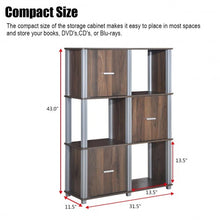 Load image into Gallery viewer, 3-Tier 6 Cubes Storage Shelf Cabinet-Walnut
