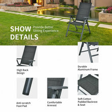 Load image into Gallery viewer, 2PCS Patio Folding Dining Chairs Aluminum Padded Adjustable Back-Gray
