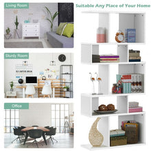 Load image into Gallery viewer, 5 Cubes Ladder Shelf Corner Bookshelf Display Rack Bookcase-White
