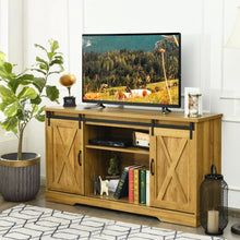 Load image into Gallery viewer, 59" TV Stand with Adjustable Shelf and Sliding Barn Door Cabinet-Golden
