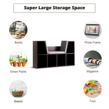 Load image into Gallery viewer, 6-Cubby Kid Storage Bookcase Cushioned Reading Nook-Brown
