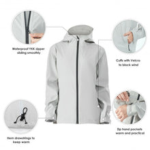 Load image into Gallery viewer, Women's Waterproof &amp; Windproof Rain Jacket with Velcro Cuff-Gray-S
