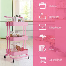 Load image into Gallery viewer, 3-Tier Utility Cart Storage Rolling Cart with Casters-Pink
