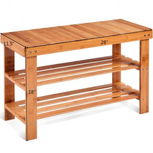 Load image into Gallery viewer, 3 Tier Bamboo Bench Storage Shoe Shelf-Natural
