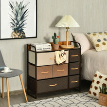 Load image into Gallery viewer, 7 Drawer Tower Steel Frame and Wooden Top Dresser Storage Chest for Bedroom

