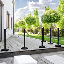 Load image into Gallery viewer, 6PC Set 39.5" Chain C-Hooks Fillable Base Plastic Stanchion-Black
