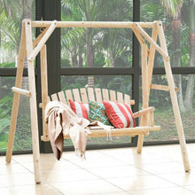 Load image into Gallery viewer, Rustic Wooden Porch Swing Bench with A-Frame Stand Set
