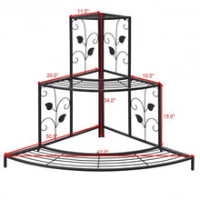 Load image into Gallery viewer, 3 Tier Floral Corner Metal Plant Pot Rack
