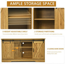 Load image into Gallery viewer, 59" TV Stand with Adjustable Shelf and Sliding Barn Door Cabinet-Golden

