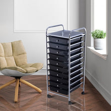 Load image into Gallery viewer, 10 Drawer Rolling Storage Cart Organizer-Black
