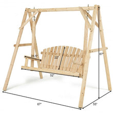 Load image into Gallery viewer, Rustic Wooden Porch Swing Bench with A-Frame Stand Set
