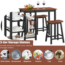 Load image into Gallery viewer, 3 Piece Counter Height Dining Table Set with 2 Saddle Stools and Storage Shelves
