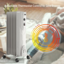 Load image into Gallery viewer, 1500W 7-Fin Portable Electric Oil Filled Radiator Heater
