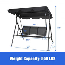 Load image into Gallery viewer, 3 Person Patio Swing with Polyester Angle Adjustable Canopy
