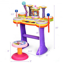 Load image into Gallery viewer, 3-in-1 Kid Piano Keyboard Drum Set with Carousel Music Box
