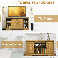 Load image into Gallery viewer, 59" TV Stand with Adjustable Shelf and Sliding Barn Door Cabinet-Golden
