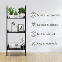Load image into Gallery viewer, 3 Tier Leaning Rack Wall Ladder Book Shelf Bookcase Storage Display Multipurpose
