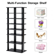 Load image into Gallery viewer, 7-Tier Dual Shoe Rack Free Standing Shelves Storage Shelves Concise-Black
