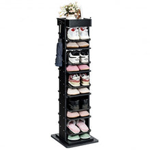Load image into Gallery viewer, Rotated Shoe Rack 9 Tier Wooden Shoe Organizer -Black
