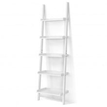 Load image into Gallery viewer, 5-Tier Wall-leaning Ladder Shelf  Display Rack for Plants and Books-White
