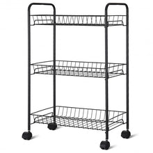 Load image into Gallery viewer, 3 Tier Rolling Kitchen Utility Trolley with Storage Shelf Baskets
