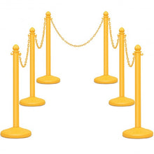 Load image into Gallery viewer, 6PC Set 39.5" Chain C-Hooks Fillable Base Plastic Stanchion -Yellow
