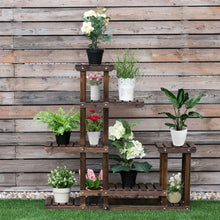 Load image into Gallery viewer, 6-Tier Garden Wooden Plant Flower Stand Shelf for Multiple Plants Indoor/Outdoor

