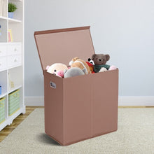 Load image into Gallery viewer, Double Laundry Hamper Storage Collapsible Basket Cothes Organizer-Brown
