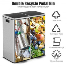 Load image into Gallery viewer, 16 Gallon Dual Step Trash Can Recycling Double Bucket Pedal
