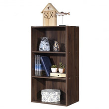 Load image into Gallery viewer, 3 Open Shelf Bookcase Modern Storage Display Cabinet-Walnut
