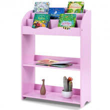 Load image into Gallery viewer, 3-Tier Kids Bookshelf Magazine Storage Bookcase -Pink
