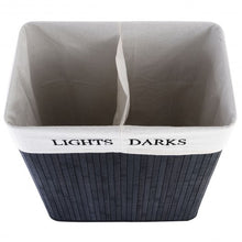 Load image into Gallery viewer, Double Rectangle Bamboo Hamper Laundry Basket-1PC Black
