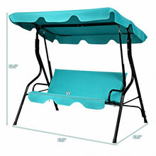 Load image into Gallery viewer, 3 Seats Patio Canopy Cushioned Steel Frame Swing Glider Hammock-Blue
