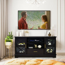 Load image into Gallery viewer, Glass Door TV Stand with Drawer Storage Shelves-Brown
