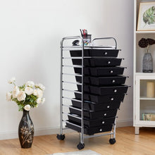 Load image into Gallery viewer, 10 Drawer Rolling Storage Cart Organizer-Black
