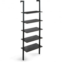 Load image into Gallery viewer, 5-Tier Wood Wall Mounted Bookshelf with Metal Frame

