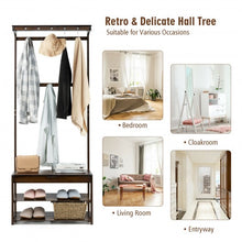 Load image into Gallery viewer, 5 In 1 Bamboo Coat Rack Shoe Bench Entryway Hall Tree with Storage Box-Coffee

