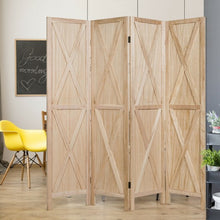 Load image into Gallery viewer, 5.6 Ft 4 Panels Folding Wooden Room Divider-Natural
