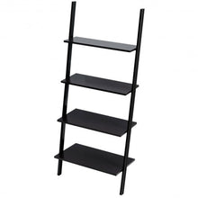 Load image into Gallery viewer, 4-Tier Industrial Leaning Wall Bookcase-Black
