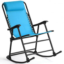 Load image into Gallery viewer, Outdoor Patio Headrest Folding Zero Gravity Rocking Chair-Turquoise
