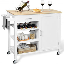 Load image into Gallery viewer, 4-Tier Wood Drawer Kitchen Cart with Storage Shelf and Casters
