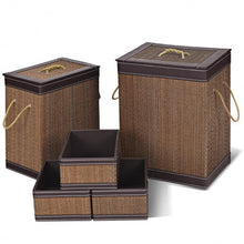 Load image into Gallery viewer, 5 pcs Square Bamboo Hamper Laundry Basket Storage Bin
