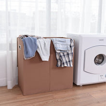 Load image into Gallery viewer, Double Laundry Hamper Storage Collapsible Basket Cothes Organizer-Brown
