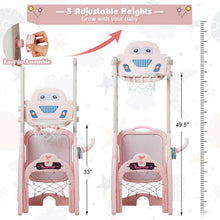 Load image into Gallery viewer, 6-in-1 Adjustable Kids Basketball Hoop Set-Pink
