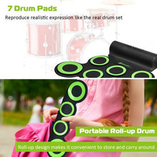 Load image into Gallery viewer, Set 7 Kit Electronic Roll Up Pads MIDI Drum -Green
