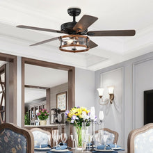 Load image into Gallery viewer, 52" Retro Ceiling Fan Lamp with Glass Shade Reversible Blade Remote Control
